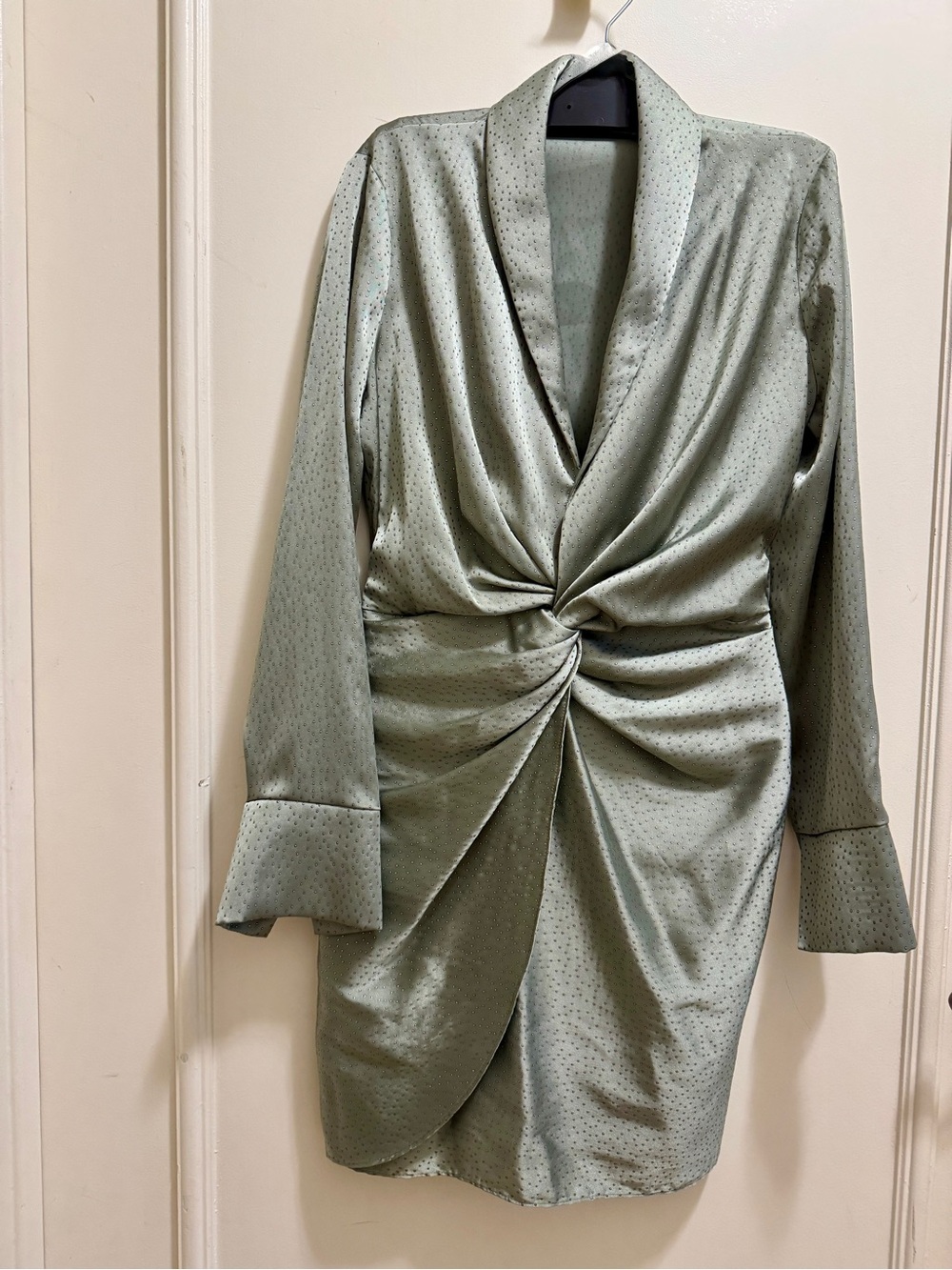 River Island London Sage Green  Dress With Dotted Texture, US Size 2/UK 6